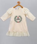 Off White Velvet Merry Christmas Dress