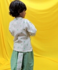 Offwhite And Green Angrakha Kurta With Dhoti Set 