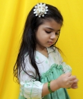 Offwhite & Green Polka Dot & Checks Handblock Kurta Set 