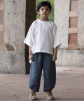 Kairos White Linen Top With Kantha Hand-Embroidery