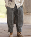 Candeo Basil-Green Linen Harem Pants.