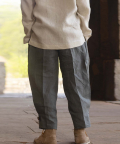 Candeo Basil-Green Linen Harem Pants.