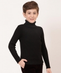 One Friday Black Solid Jumper For Kids Boys