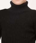 One Friday Black Solid Jumper For Kids Boys