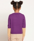 One Friday Purple Star Print Sweater For Kids Girls