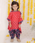 One Shoulder Top With Sequins Embroidered Cape And Patola
