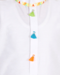 White Spun With Triangle Lace And Tread Tassel Button