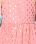 Pastel Pink Foil Printed Sharara Kurta Set With Tassels
