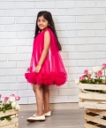 Hotpink Pompom Flared Dress