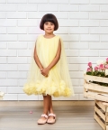 Yellow Pompom Flared Dress