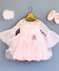 Pink Pearl Lacy Frilled Dress