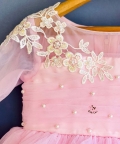 Pink Pearl Lacy Frilled Dress