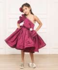 Gorgeous One Shoulder Bow Enhanced Flared Dress