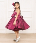 Gorgeous One Shoulder Bow Enhanced Flared Dress