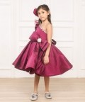 Gorgeous One Shoulder Bow Enhanced Flared Dress