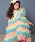 Multicoloured Frilly Layered Gown