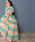 Multicoloured Frilly Layered Gown