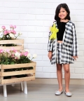 Black Chequered Top-Skirt Sets