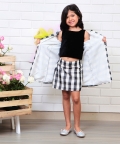Black Chequered Top-Skirt Sets