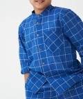 Band Collar Shirt Check