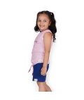 Pink Planet First Slogan Vest with Reef Printed Shorts Set