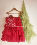Pink And Green Lehenga Set