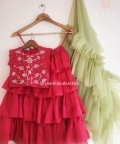 Pink And Green Lehenga Set