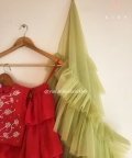 Pink And Green Lehenga Set