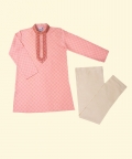 Pink Hand Block Printed Kurta Set