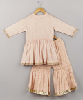 Pink Peplum And Polka Bell Sharara Set