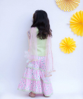 Pista Green Kurti With Pink Printed Sharara
