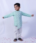 Green Kantha Kurta Set