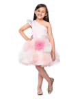 Soft Peachy Pink Base With 3 Colour Tulle Pom Poms On Skirt