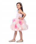 Soft Peachy Pink Base With 3 Colour Tulle Pom Poms On Skirt