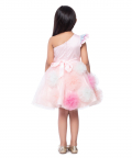Soft Peachy Pink Base With 3 Colour Tulle Pom Poms On Skirt