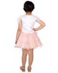 White Base With Peach Satin Flamingo Applique Top And Silk Organza Ruffle Skirt