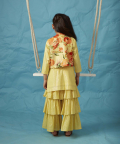 Yellow Sharara Set With Yellow Floral Print Jacket