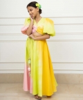 Three Colour Shaded Crop Top Skirt Set