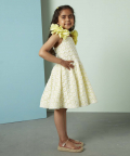 Off Shoulder Crochect Swirly Dress-Yellow