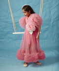 Candy Pink Frilly Sleeve Gathered Dress