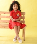 Red Polo Dress With Hand-Embellished Holly