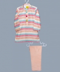 Peach Multicolor Zig Zag Printed Kurta And Peach Pant