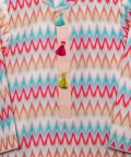 Peach Multicolor Zig Zag Printed Kurta And Peach Pant