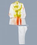 Tie&Dye Kurta With Pearl Button And Off White Pant