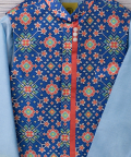 Blue Ikat With Blue Kurta Bandi Set