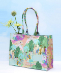 Peach Colour Kuno Printed Canvas Tote Bag 