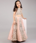 Rose Pink Embroidered Top With Lehenga And Dupatta