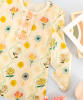 PS Kids by Payal Singhal Cream Colour Print Silkmul Tunic For Girls