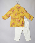 Mustard Floral Printed Kurta With Pyjama