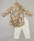 Tropical Print Cowl Kurta And Pyjama